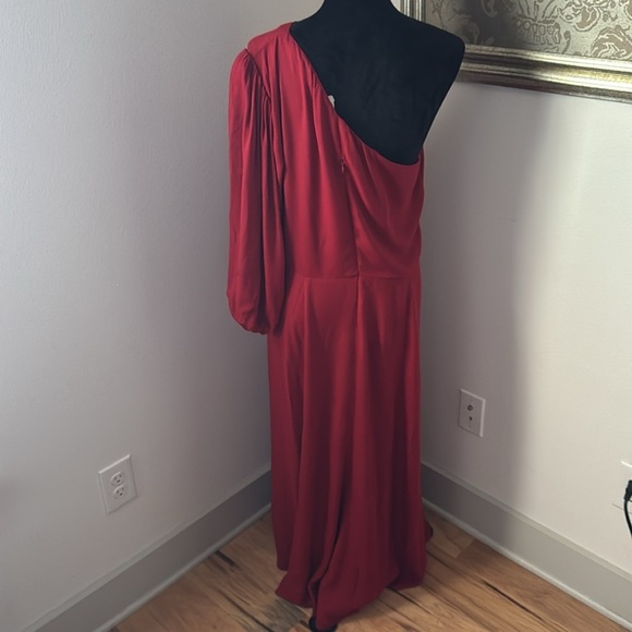 Reformation Lawrence Red Asymmetrical One-Shoulder Cocktail Dress Sz 12 - Picture 9 of 16